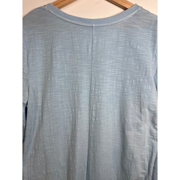 J. Jill Color-Washed Dipped-Hem Tunic Top Light Blue Cotton Size L Casual Pastel - Picture 6 of 9